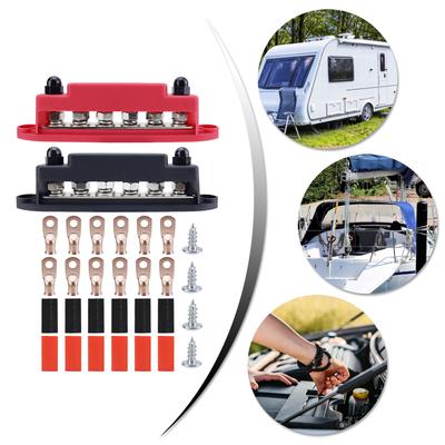 6 Post Power Distribution Block Terminal Screw Busbar High Current Wiring Stud Battery Junction Block for Marine Vehicle
