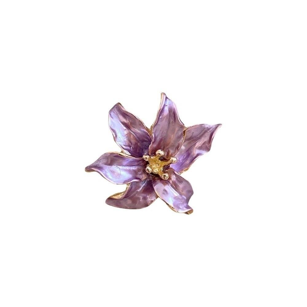 Pastel Pink Tulip Rings Three Dimensional Lilium Flower Rings Enamel Finger Jewelry Garden Wedding фиолетовый