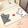 1pc Cute Two Cats with Heart Doormat Non-Slip Absorbent Microfiber Rug for Bedroom Living Room Entryway Outdoor