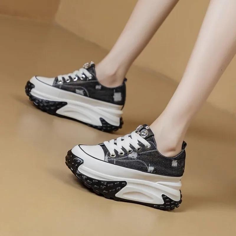 Fashion Women's Shoes High on Platform Retro Ladies Footwear Y2k Fashion Casual Light Cheap Offer Daily Routine 39 Vulcanized Shoe Deals