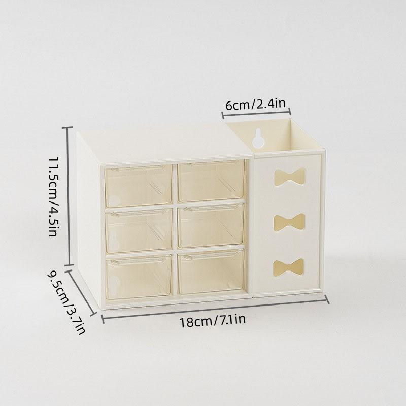 Desktop Storage Box Locker Multifunctional Pen Holder and Stationery Storage Box Six-grid Dustproof Drawer Storage Box