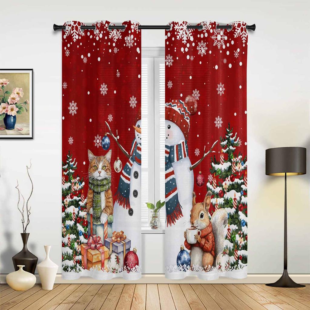 Christmas Tree Lights Christmas Theme Hall Curtains For Living Room Kitchen Boy Girl Bedroom Long Window Curtain Home Decor