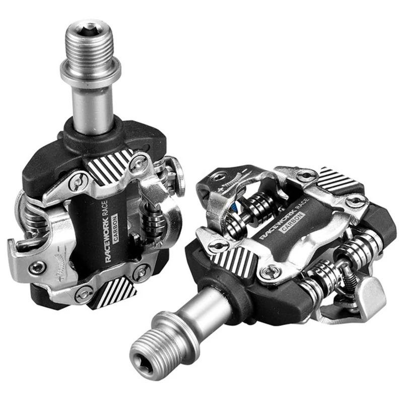 RACEWORK MTB Pedals - Ultra-Light SPD Self-Locking Bicycle Pedals for Mountain Bike Cycling серебряный