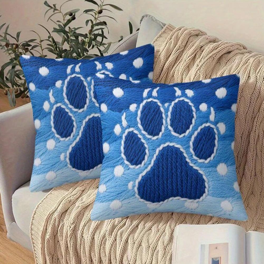 45x45CM Blue Paw Dotted Pillowcase Home Living Room Bedroom Sofa Bed Decorative Square Cushion Cover