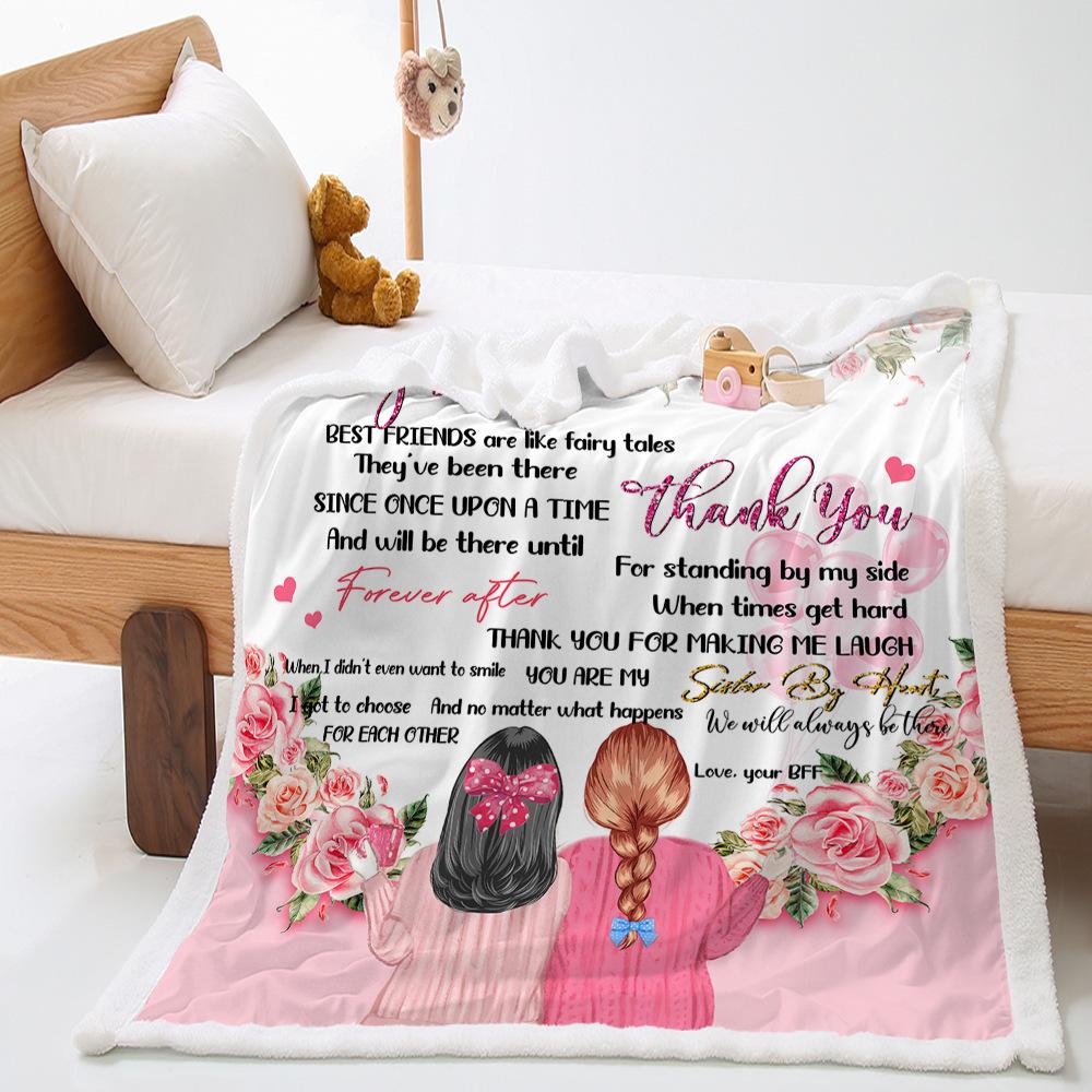 Decke 2D Digitaldruck Lammfell Kristallfleece Handgeschriebener Brief Deckenbezug Decke