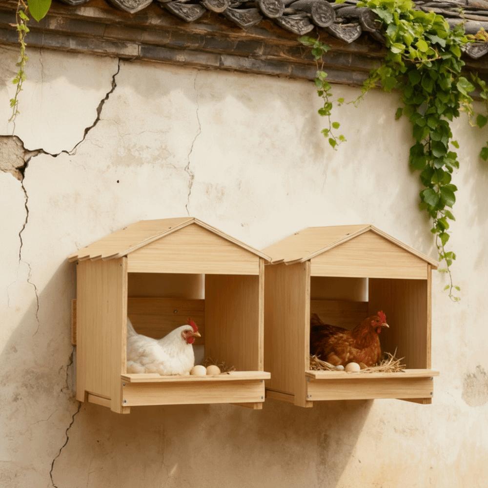 Wall Mounted Wooden Chicken Nest Box House Shape Detachable Chicken Coop Stable Large Capacity Poultry House