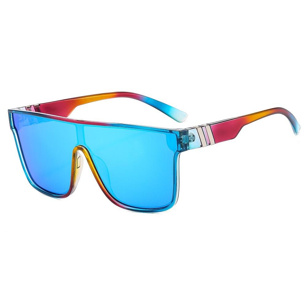Cross Border Hot Selling European American Fashionable Cycling Glasses Men's Outdoor Sports One-piece Sunglasses Real Film Dazzling Women