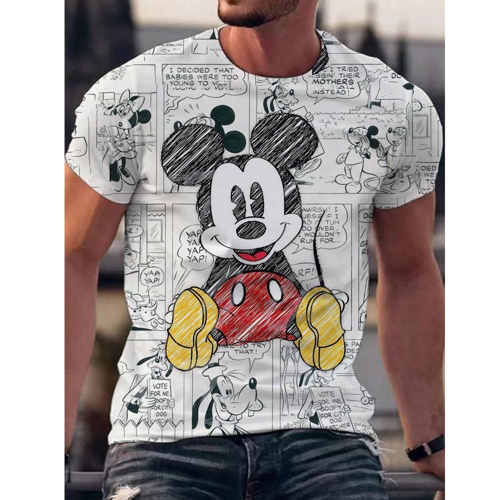

Новая мужская футболка с принтом Микки Мауса от Диснея, летняя одежда, удобный спортивный топ с принтом и быстрой сушкой 4XL