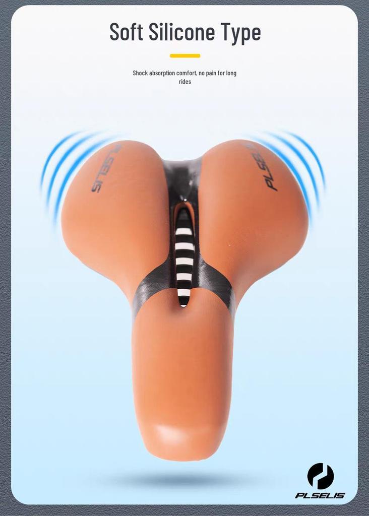 PLSELIS Breathable Non-slip Shock-Absorbing Wide Silicone Bike Saddle