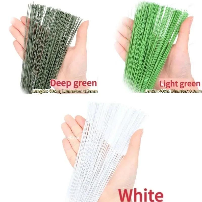 100-1000pcs Paper Floral Wire 0.3mm/0.0118Inch Diameter 40cm Long Iron Wire Used for DIY Nylon Stocking Flower Branche Making