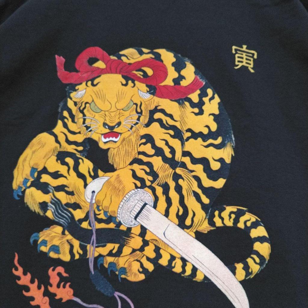 [USED] Graniph Ayako Ishiguro Back Print Tiger Monster Mythical Beast Long T-Shirt L
