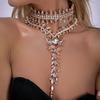 Stonefans Exaggerated Long Choker Necklace Women Statement Jewelry Irregular Pendant Rhinestone Chunky Chain Clavicle Decoration