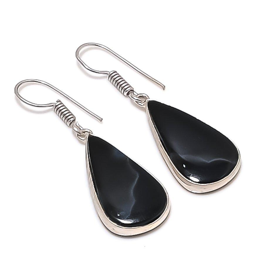 

Natural Banded Agate Gemstone 925 Sterling Silver Jewelry Earring 1.58 l9z12