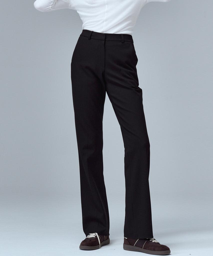 MALOUPE 2138 Brushed Stretch Slim Bootcut Pants (Black)