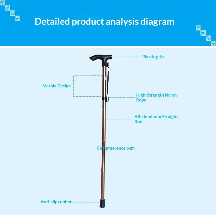 Elderly Trekking Pole Lightweight Foldable Aluminum Alloy Adjustable Length 4-Section Climbing Walking Hiking Travel Plastic
