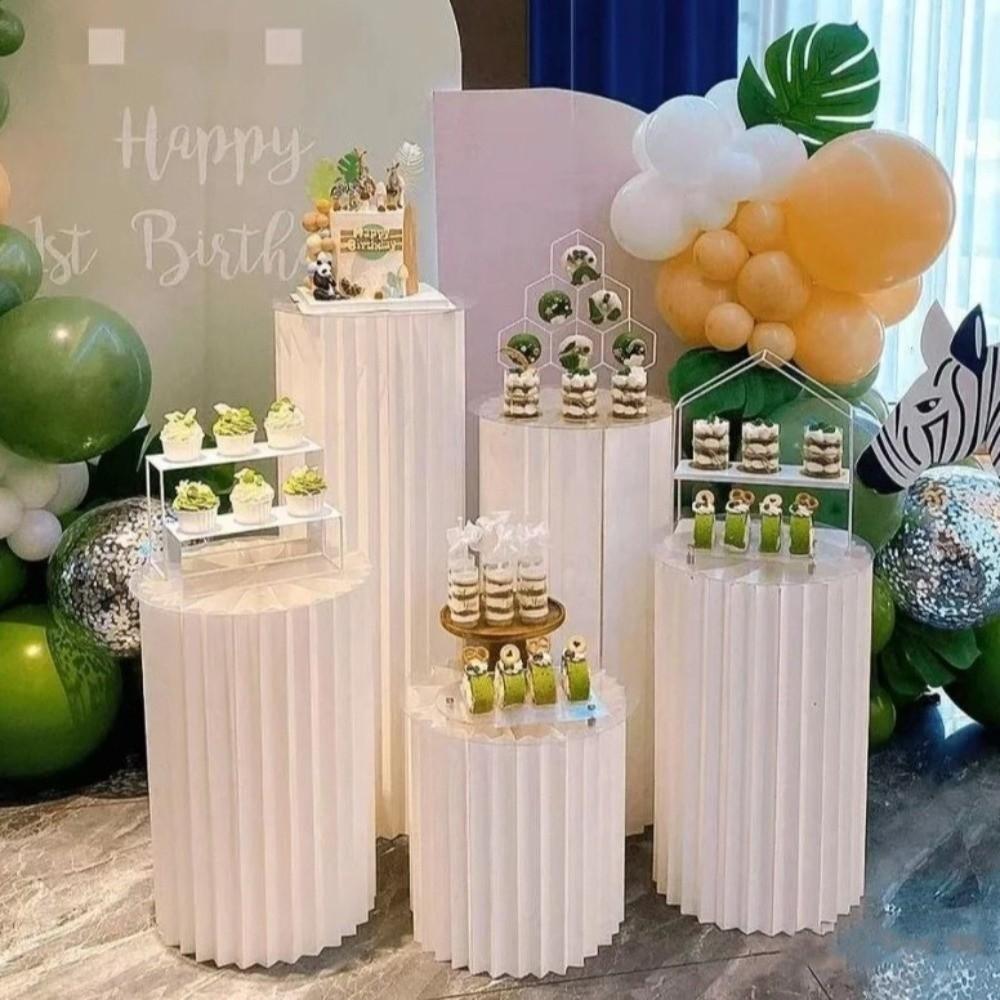 Paper Cylinder Display Stand Foldable Table Columns Roman Column Flower Stand  Wedding Party