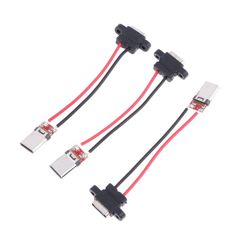 1/3Pcs 3A 5V Usb Female Base Type-C Socket And Female Usb Male Charging Socket Power Socket With Cable Connector