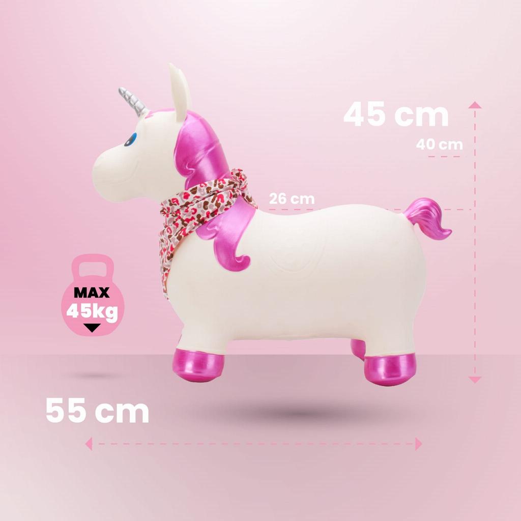 Children's Jumper for Jumping with Pump Unicorn White with Shiny Horn with Bandana