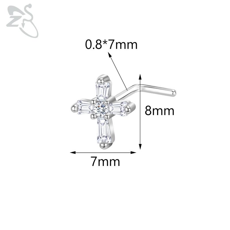 

ZS 1 шт. симпатичный пирсинг для носа с кристаллами CZ 20 г L-образный из нержавеющей стали в форме панка черного цвета, пирсинг ноздри в виде паука и летучей мыши Style 1-Silver