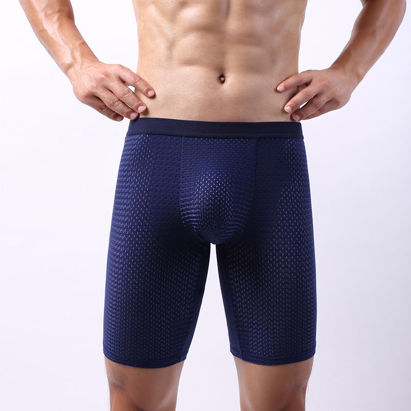 Men's Ice Silk Mesh Breathable Boxer Briefs - Anti-Chafing Four-Corner Shorts for Running
