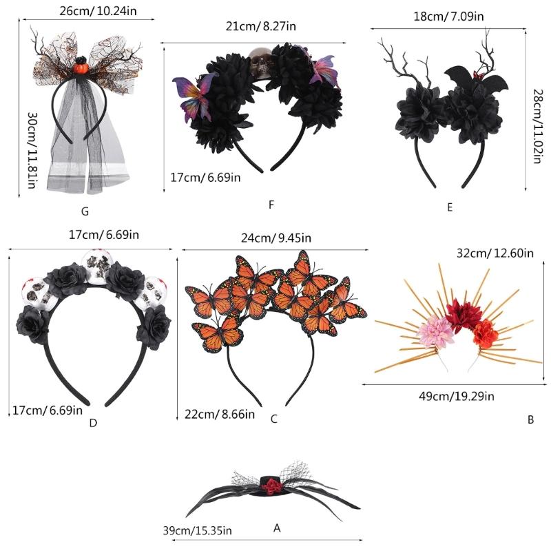 Plastic Skull Headbands For Halloween Parties Gothic Costume Accessory Portable Hair Decors