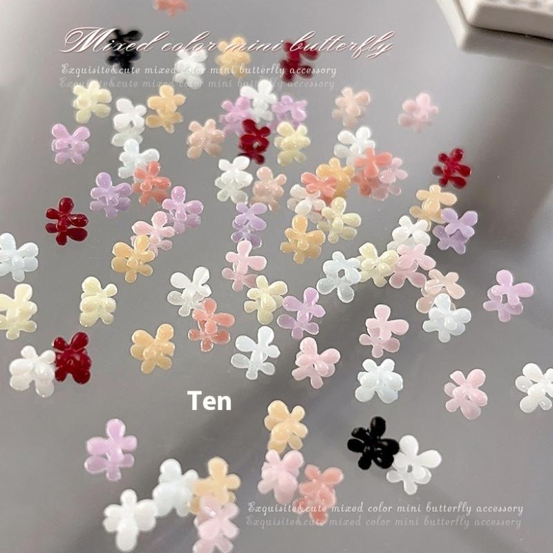 100 Pezzi Decorazioni per Unghie Mini Colori Misti Fiocchi Resina Fondo Piatto Decorazione Unghie Charms per Unghie Accessori
