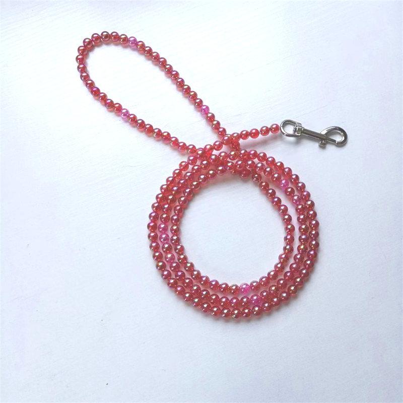 

Dog Leash Cat Collar Pet Supplies Drawstring Fashionable Woven Acrylic Bead Traction красный