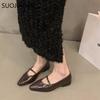 Fashion SUOJIALUN 2025 Autumn Women Flat Shoes Fashion Pointed Toe Shallow Slip On Ladies Elegant Csual Ballet Shoes Dress Laofer Shoes