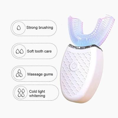 USB Rechargeable U-Shaped Electric Toothbrush Automatic Sonic 360° Silicone Head Waterproof Oral Care Tool