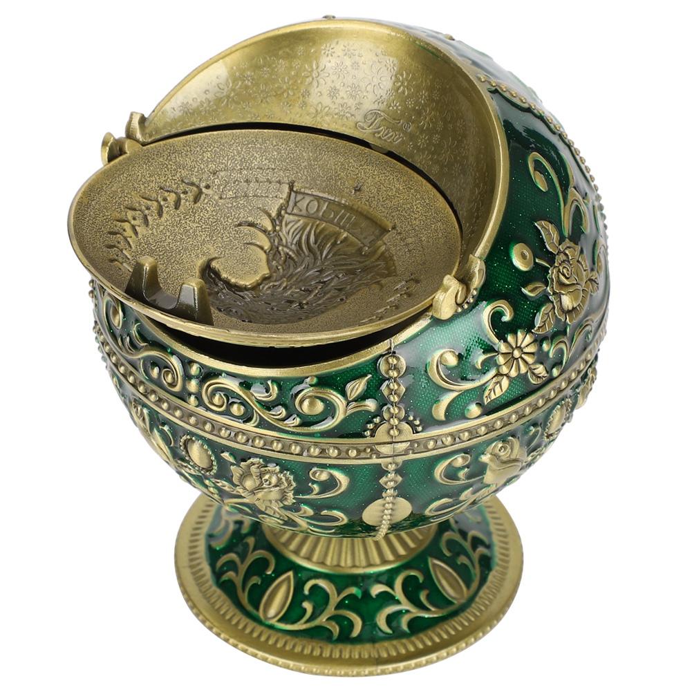 Retro Ashtray WLid Globe Eagle Green Zinc Alloy Smoking Accessories Decorative Ornament