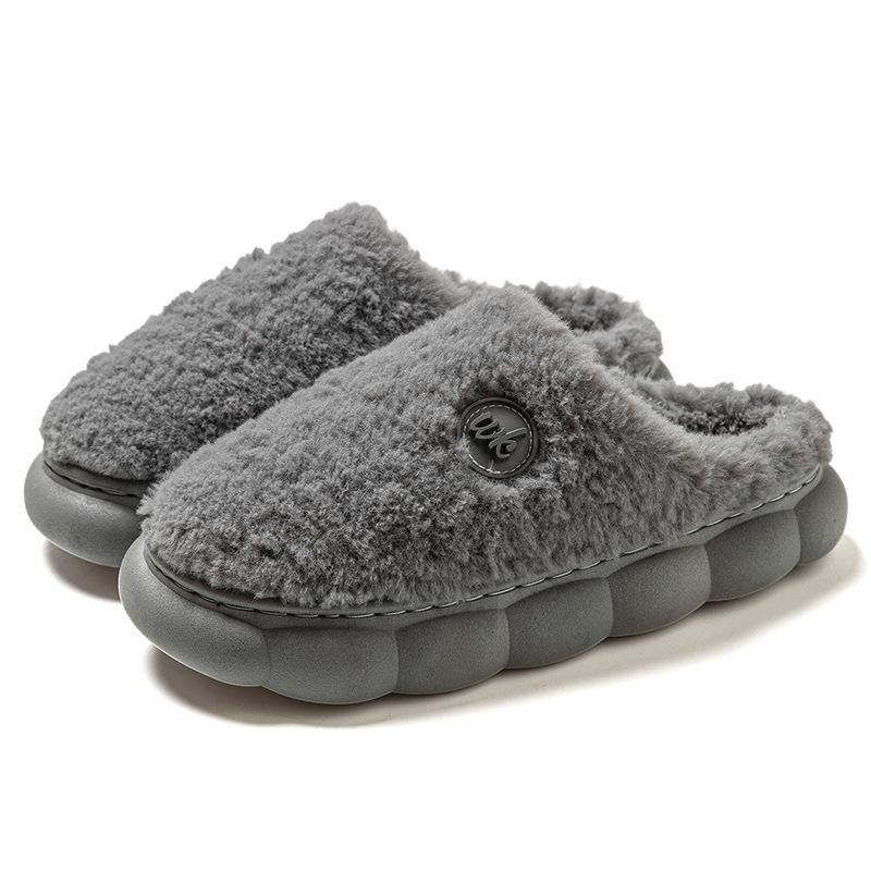 fluff English standard cotton slippers autumn and winter new couple home cotton mop fleece warm slippers