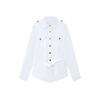 Elegant Old Qian Style Polo Collar Long Sleeves Shirt Women's Autumn Loose Cinched Blouse Niche Style White Mid-Length Tops