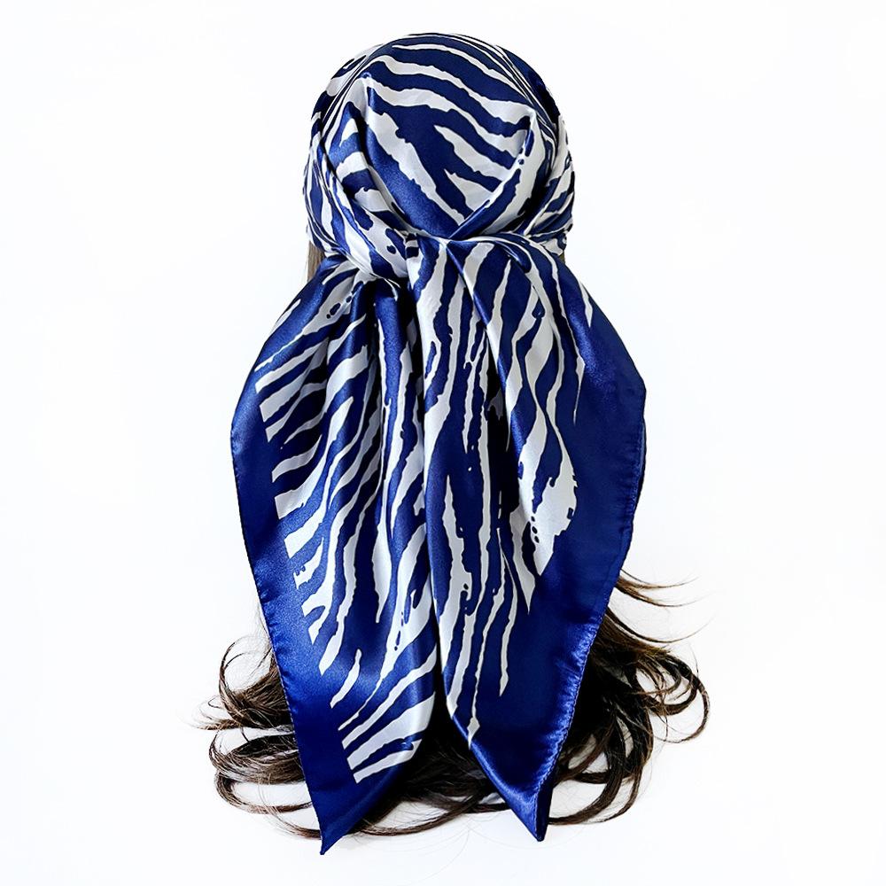 90cm silk scarf zebra pattern women's new arrival bag headscarf shawl artificial silk satin printing square scarf