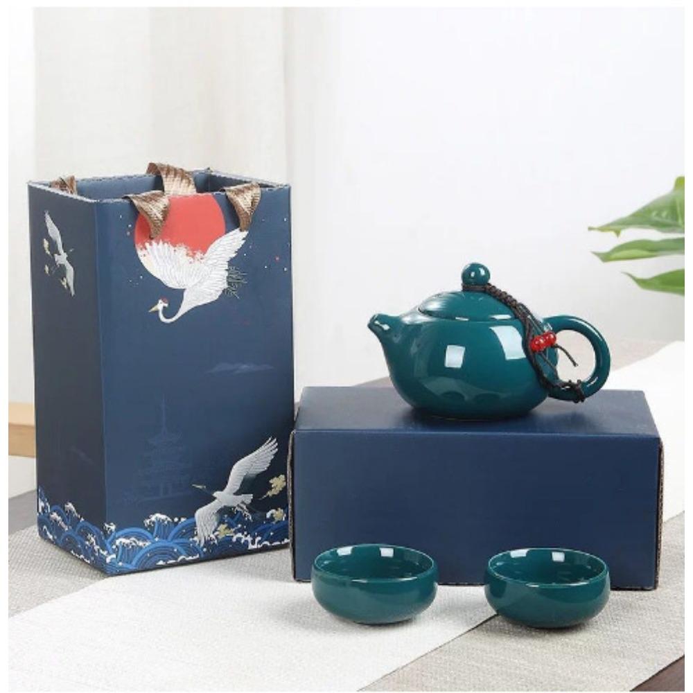Ceramic Travel Kung Fu Tea Set Teapot Tea Can Creative Guochao Business Real Estate Event Gifts