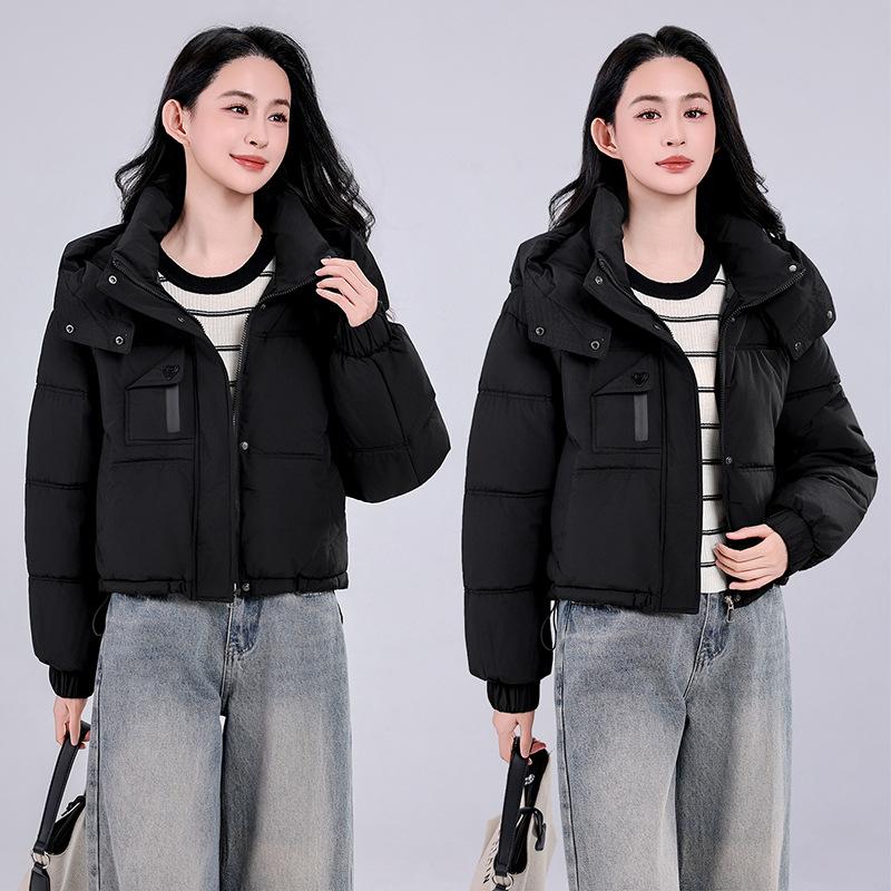 Sports style fashion casual hooded down cotton short cotton clothes women's winter warm zipper loose jacket bread clothes
