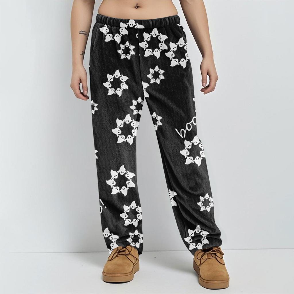 Anime Pajama Pants Sleepwear Casual Drawstring Elastic Waist Pants Comfy Straight Yoga Loose Trousers