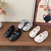 Youth Style Shoes Girls Mary Jane Flat Sandals With Cut-Out Woven Design Breathable Non-Slip Rubber Sole Kids Casual Shoes