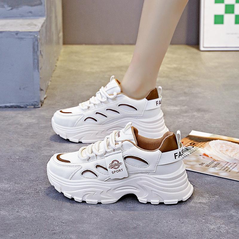 

Женские 2025 Весна Повседневные белые кроссовки на толстой подошве T73 40 бежевый