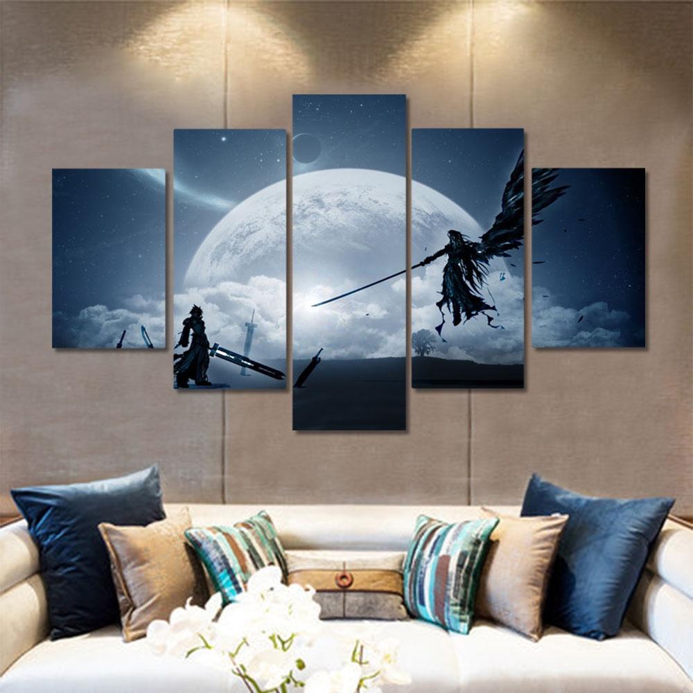 Poster Pittura Tela 5 Pannelli Arte Murale FINAL FANTASY Stampa Immagine Decorazione Casa Carta da Parati Opera d'Arte Murale Soggiorno Cornice