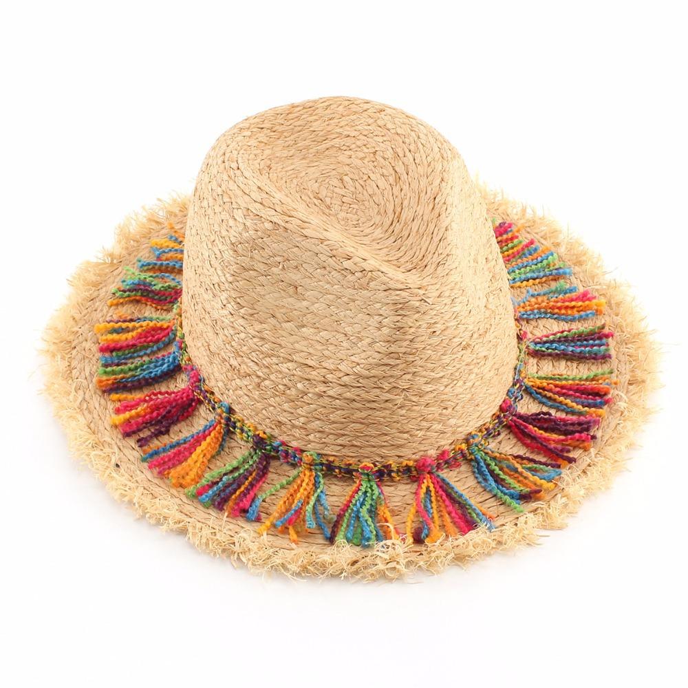 

Женские пляжные шляпы, женские цветные летние соломенные шляпы с кисточками, уличные солнцезащитные шляпы для женщин, летняя шляпа бежевый