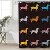 Dachshund Cartoon Dog Shower Curtain Polyester Waterproof Curtain Geometric Striped Kids Bath Curtain Home Decor with Hooks