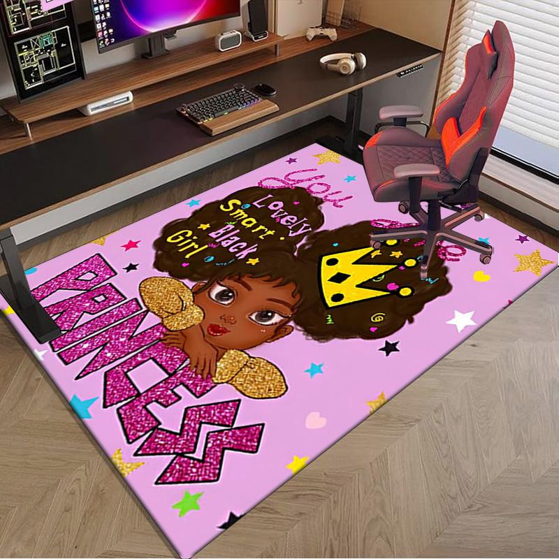 Black Princess Magic Celebration Carpet, Chair Rug,Rug for Office Bedroom living rooms, Doormat decor Fan Gift Christmas Gift