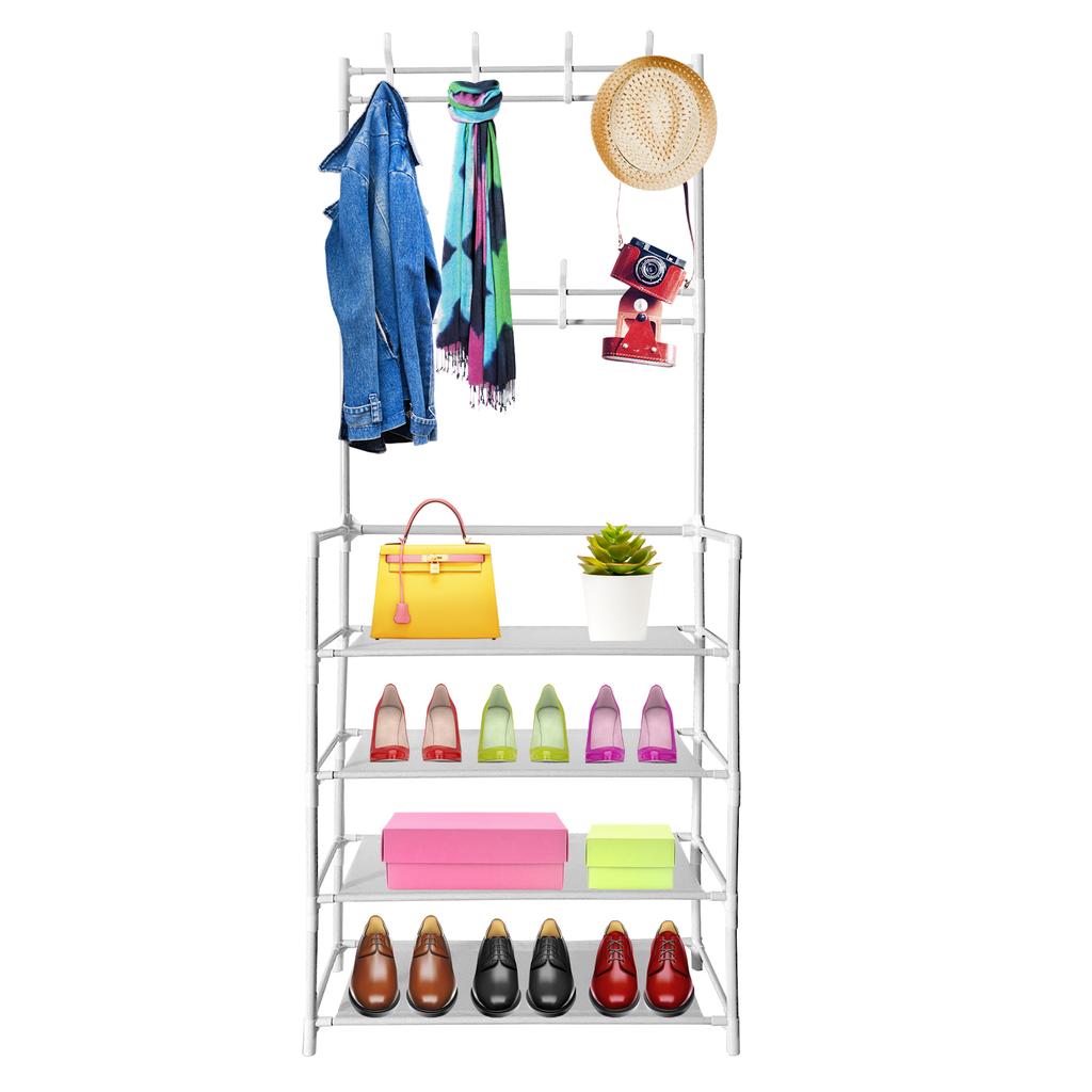 Nyana Home 155x60x28cm Entrance Hall Coat Rack, 4 Shelves 8 Hangers