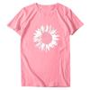 Women Fashion Flower Printing O-Neck Short T-Shirt Loose Blouse Top Shirt
