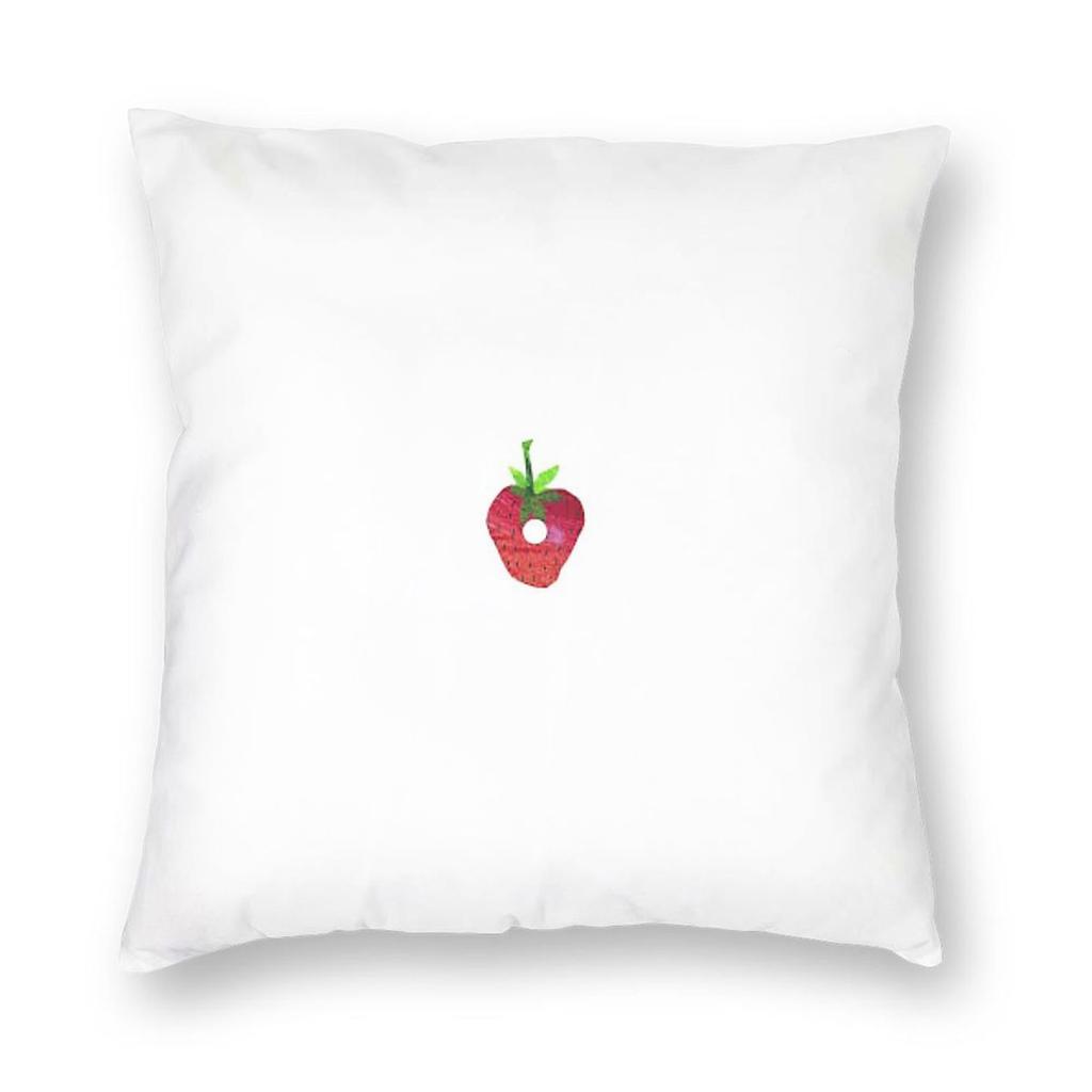 Red Strawberry With Hole Square Pillowcase Polyester Linen Velvet Printed Zip Decorative Pillow Case Home Cushion Cover