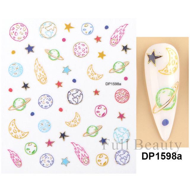 Nail Art Sticker, Star Love Mango Star Dot Gold And Silver Adhesive Nail Sticker.