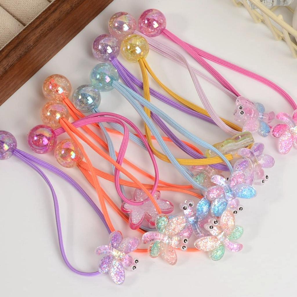 6PCS Wrapping hair rope, candy colored headband, hair loop, rubber band, girls' colorful beads, princess hair accessories