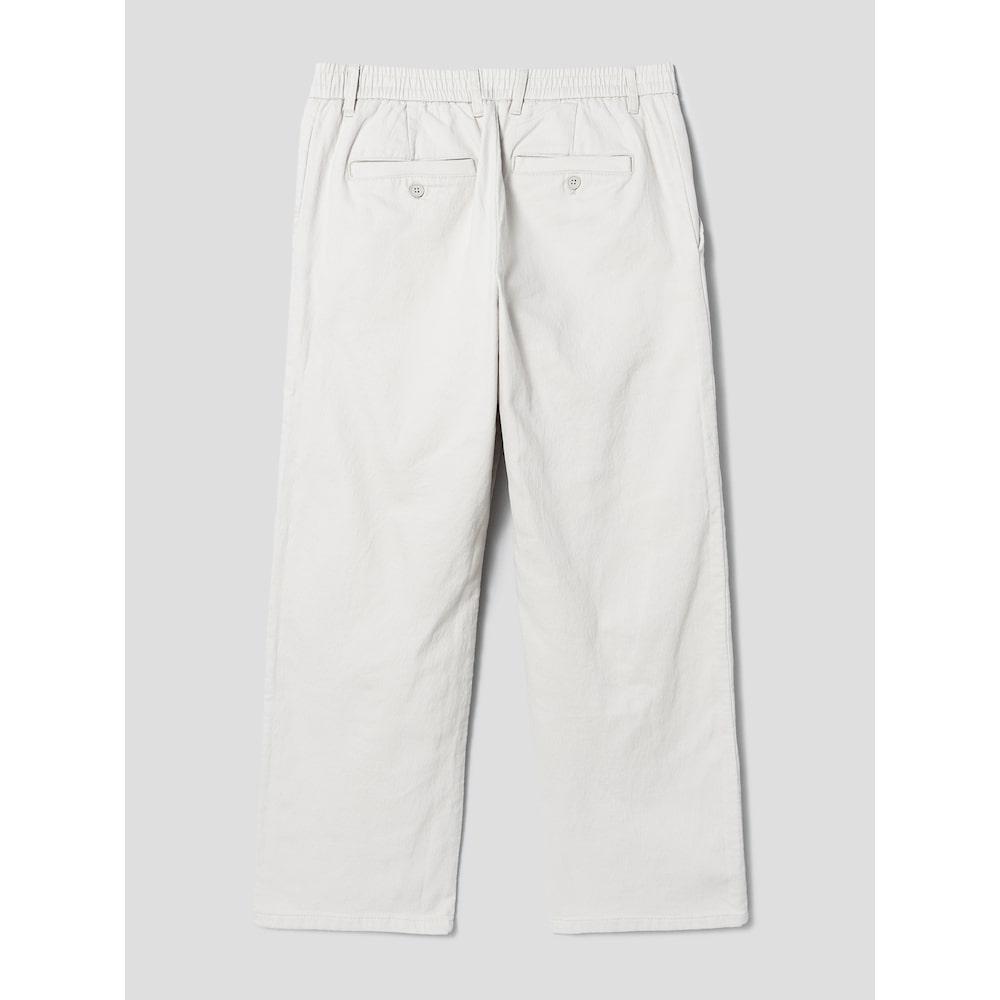8SECONDS Cotton Spandex Semi-Wide Fit Elastic Waist Pants Ivory