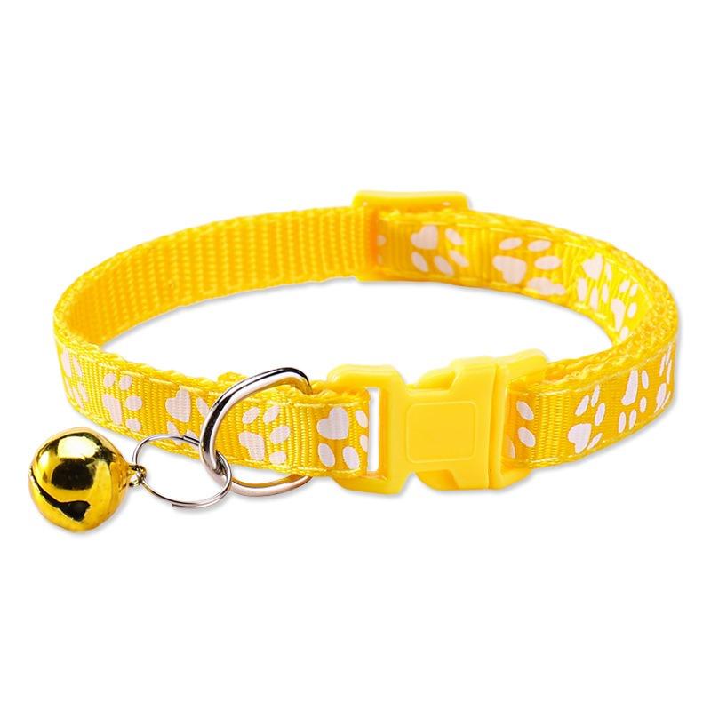 Pet Collar Dog Paw Print Bell Cat Collar Footprint Dog Collar Adjustable Collar