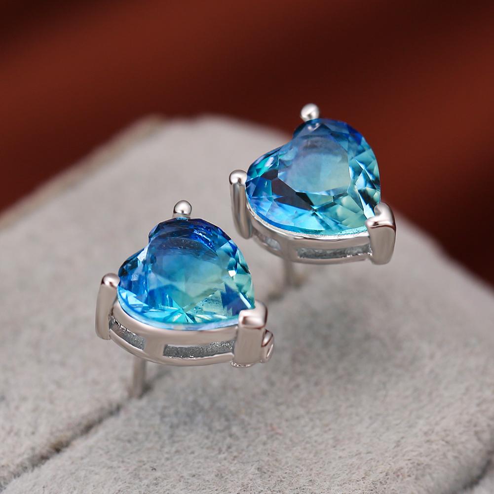 

Милые маленькие серьги-гвоздики с турмалином в форме сердца для женщин, роскошные серьги в форме сердца розового золота, ювелирные изделия для свадебной вечеринки серебряный/аква голубой